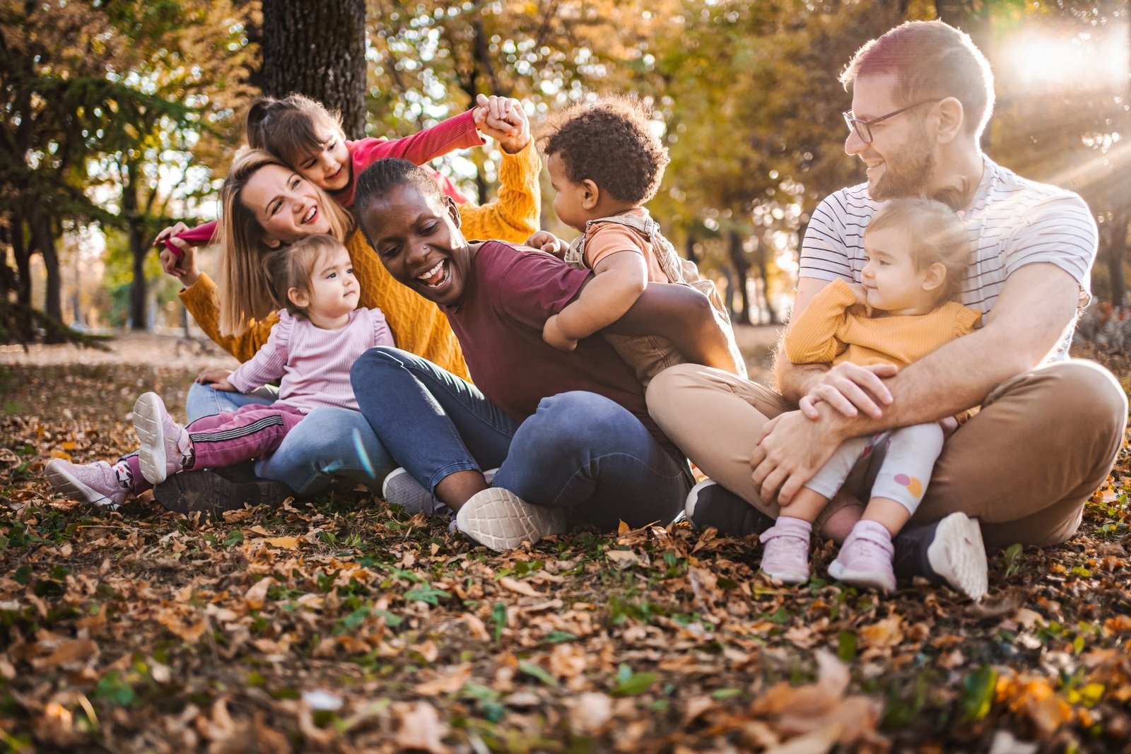 Families enjoying time together in a park