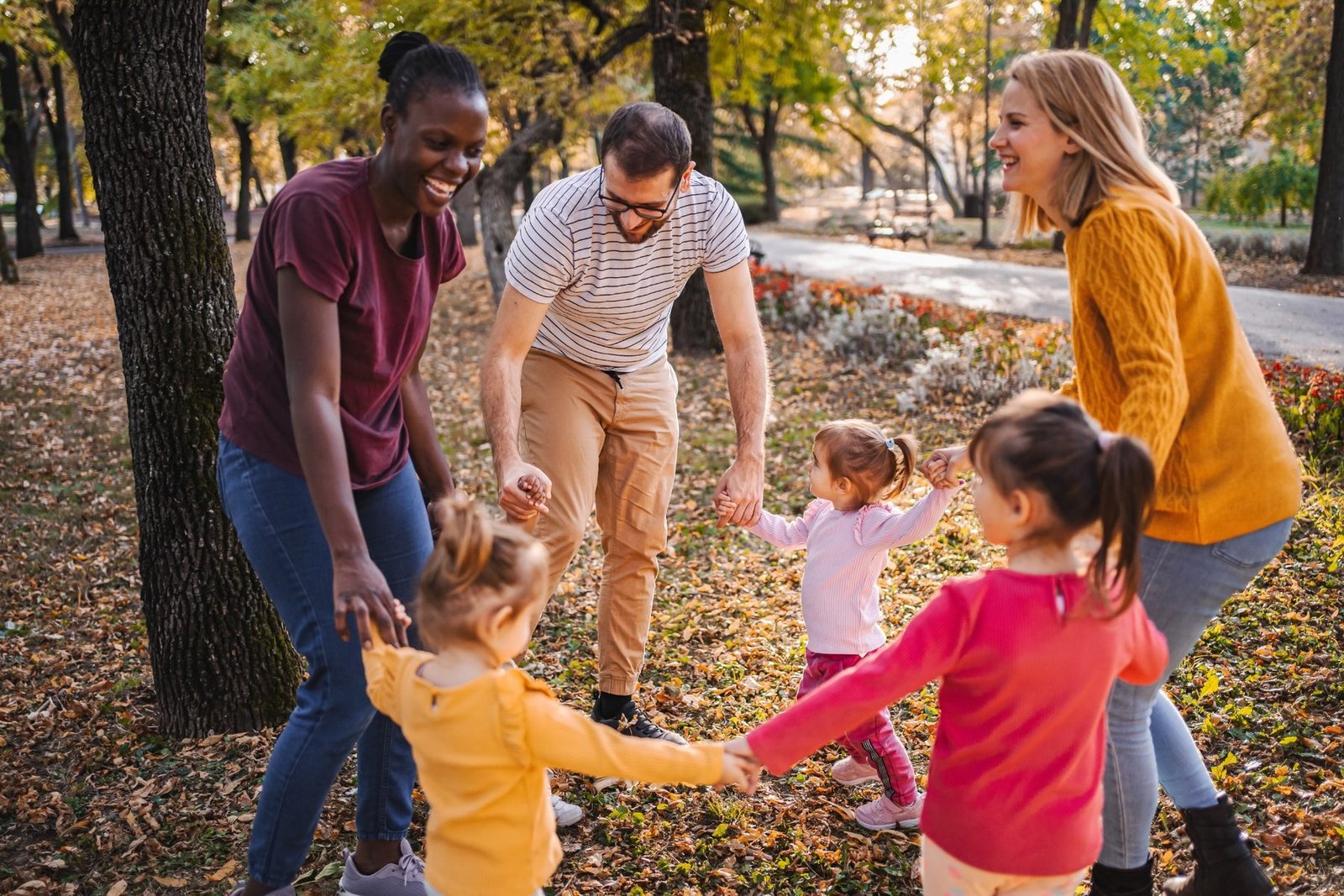 Family and friends enjoying a supportive outdoor moment