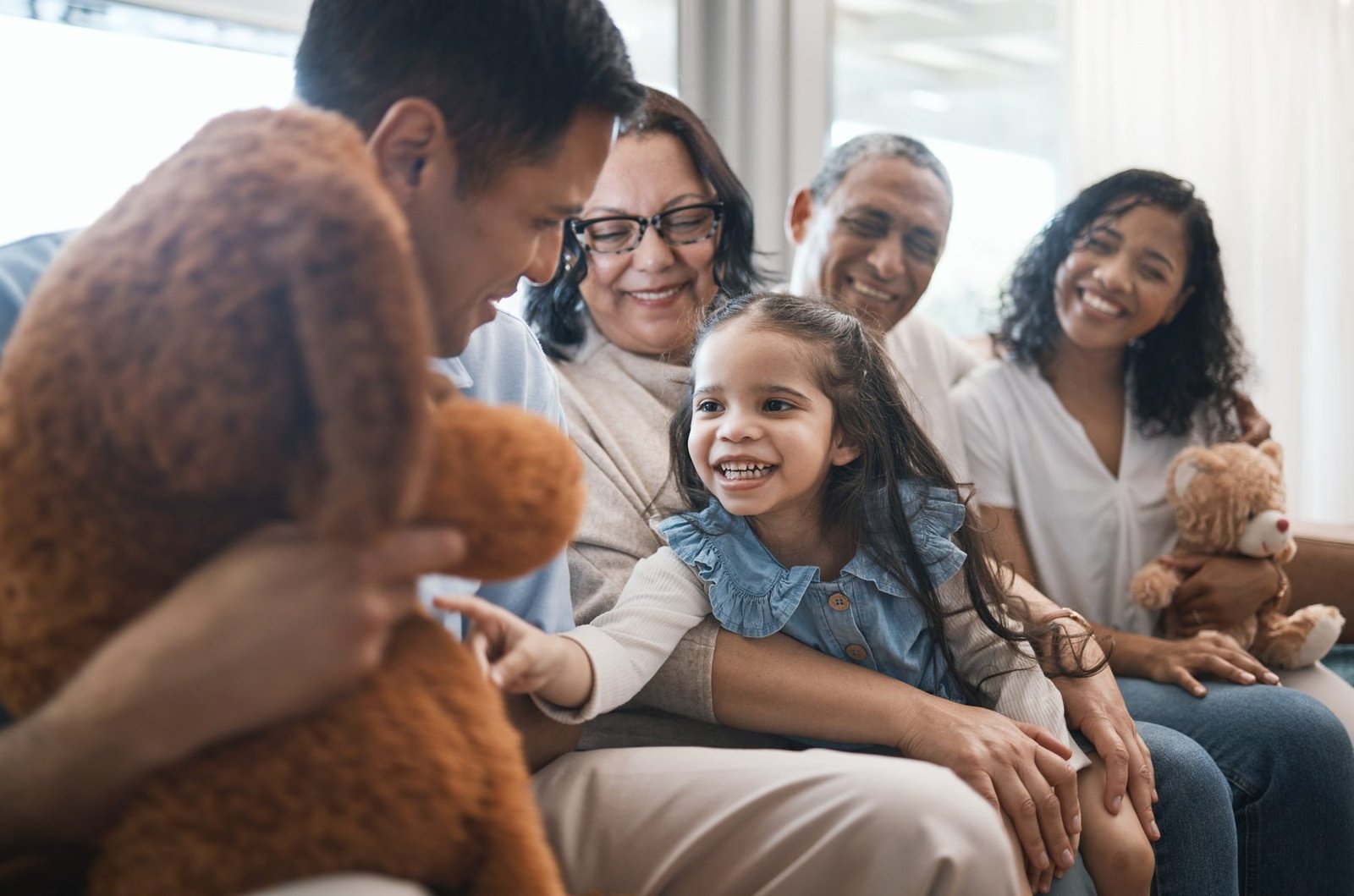 Family bonding indoors in a calm supportive setting
