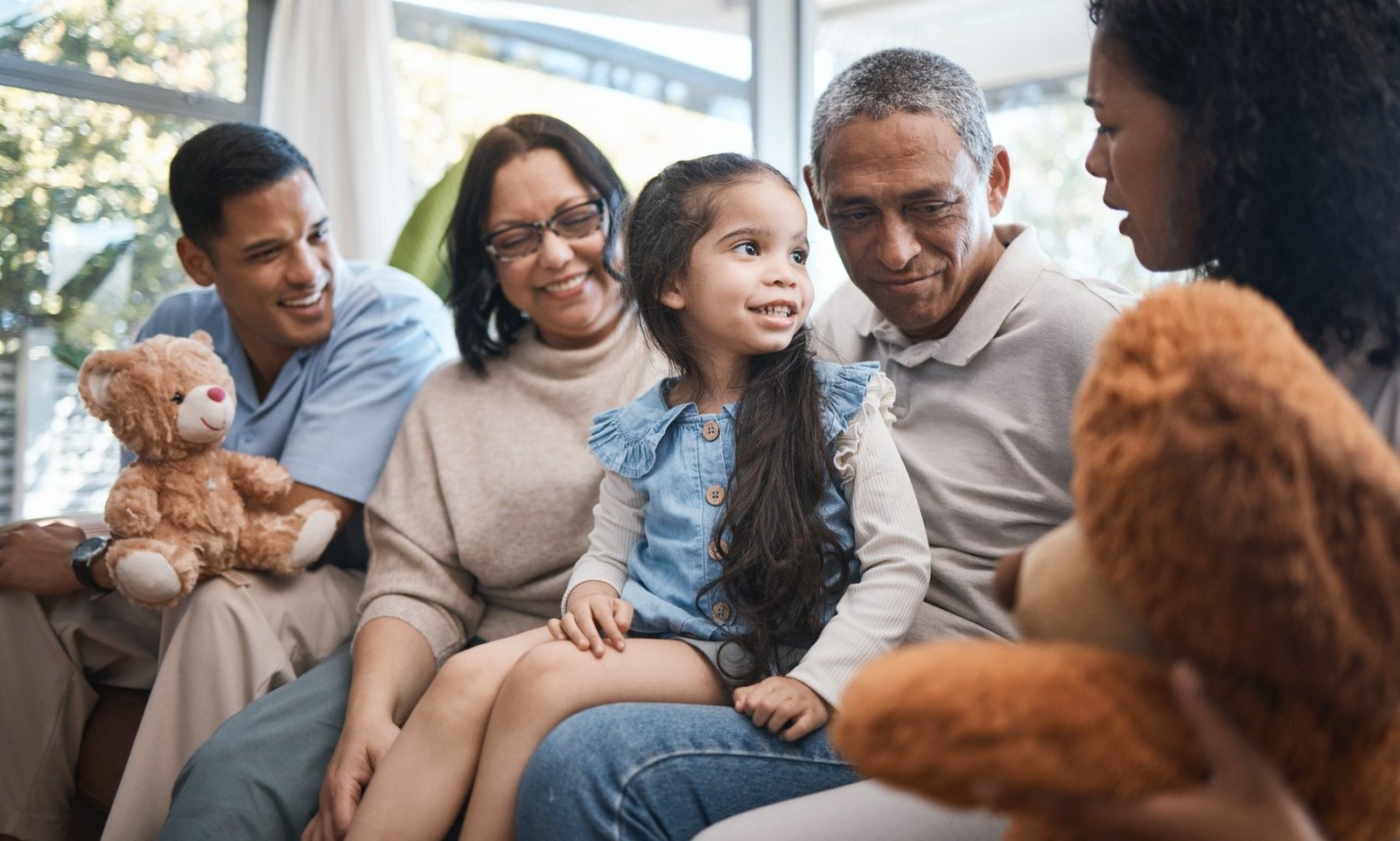 Three generations spending time together at home
